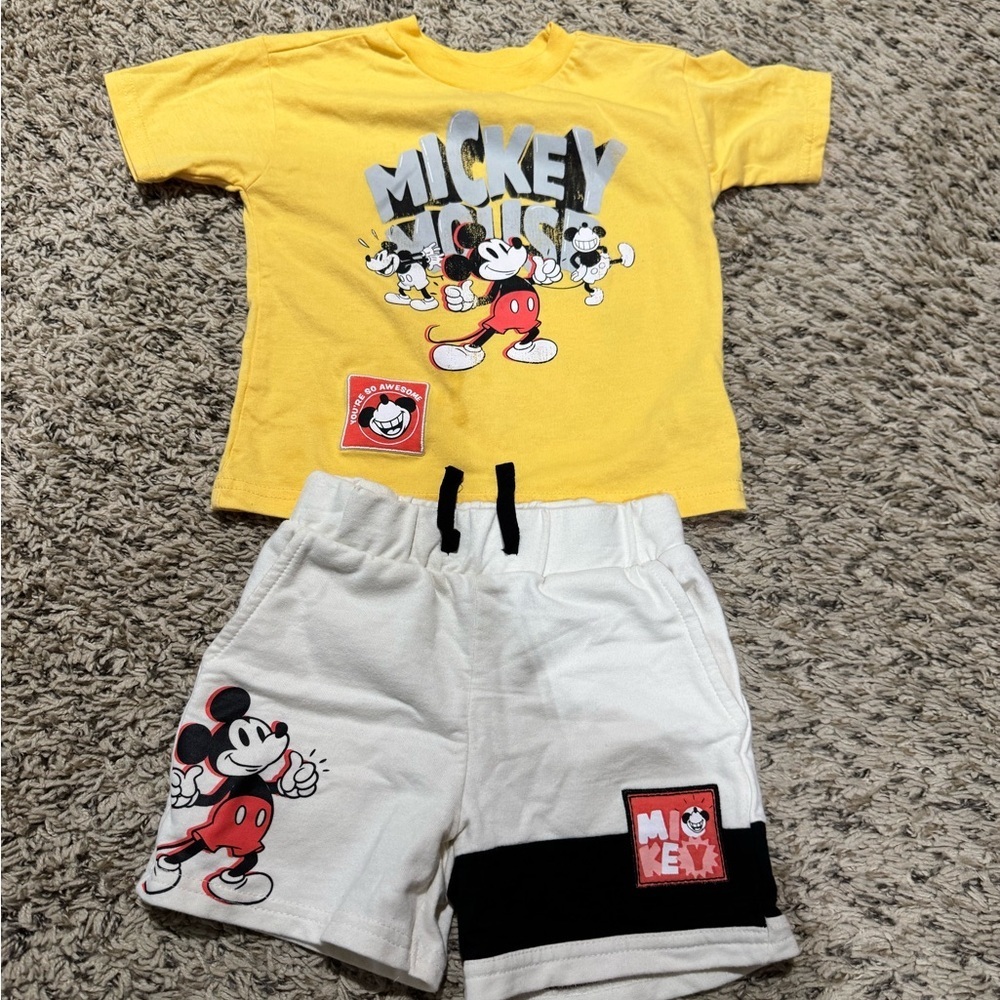 Disney Yellow and White Mickey Mouse Kids Matching Set
